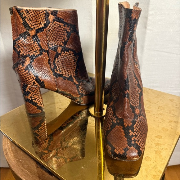J. Crew Brown and Black Ankle Boots with Snake Print - Picture 4 of 6